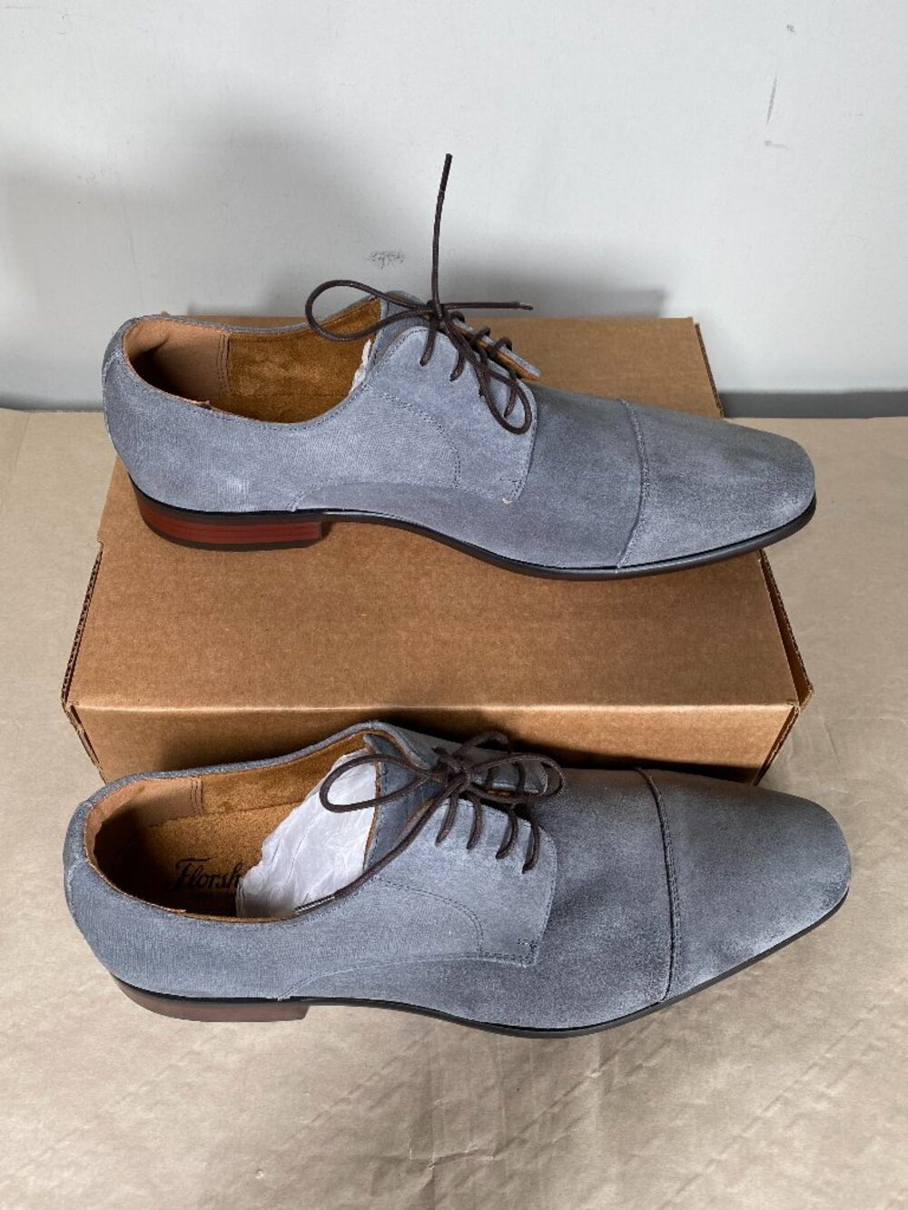 Florsheim Angelo Cap-Toe Oxford Dress Shoes Men's 11.5D Grey Suede - Picture 2 of 16